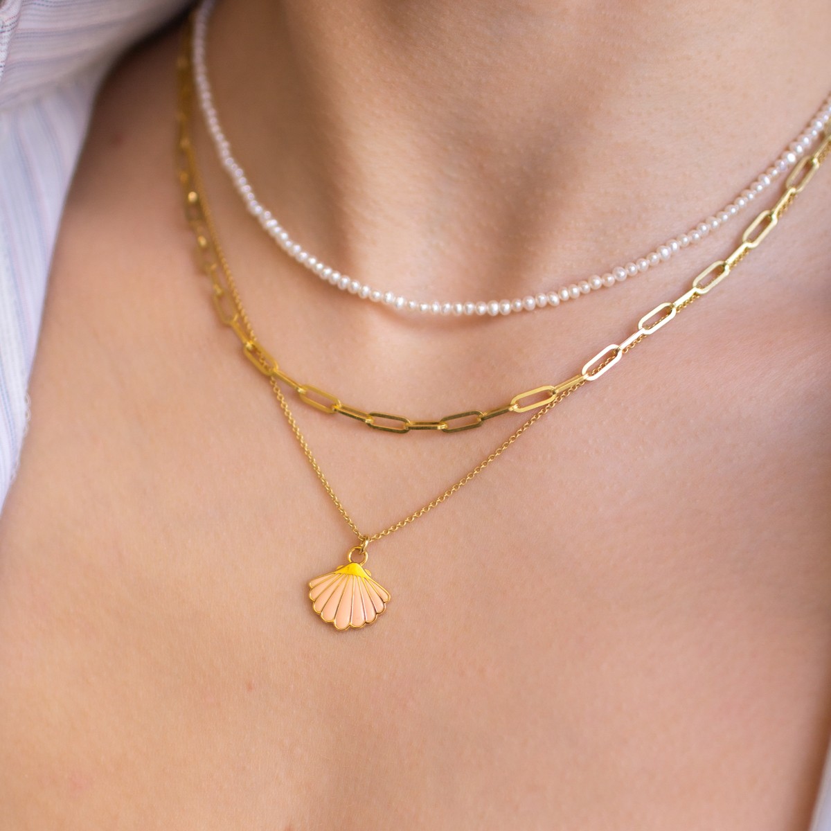 Muschel Halskette aus Gold Vermeil | Paeoni Colors 