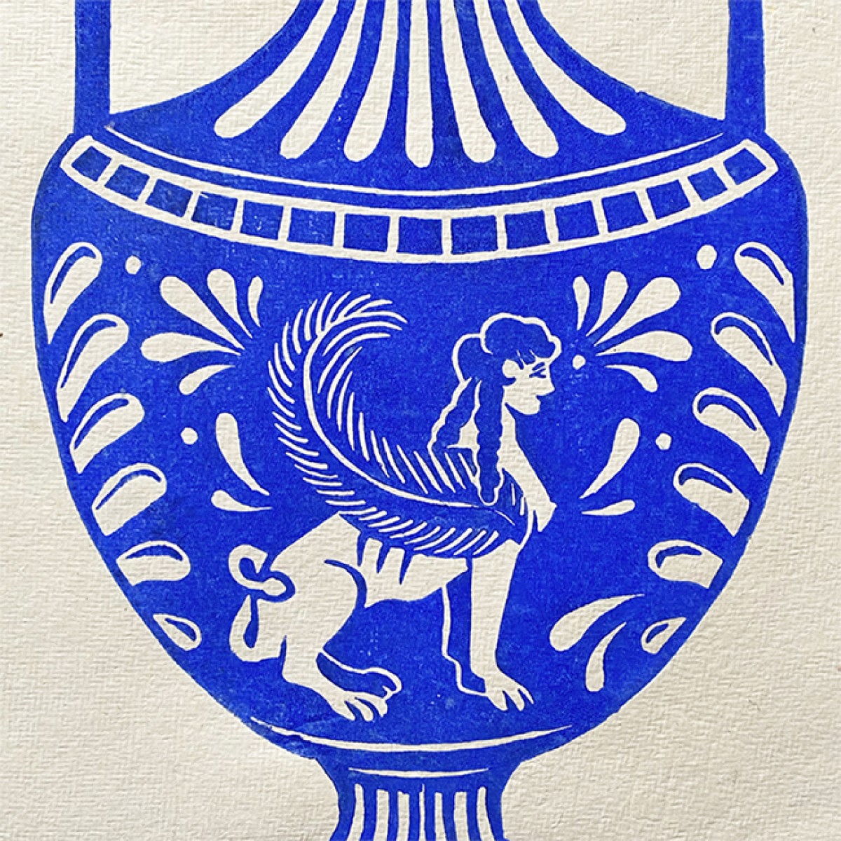 Juliana Fischer - Amphore Sphinx - Linoldruck, blau, DIN A3