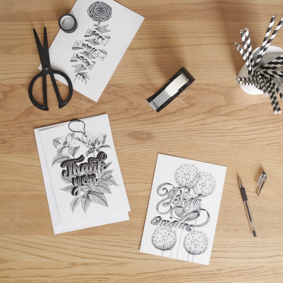 The True Type Handlettering Kartenset »Greeting Cards« DIN A5 Klappkarten, illustriert