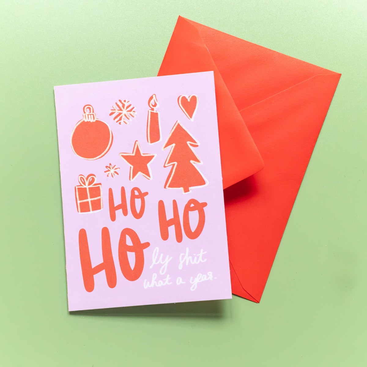 Weihnachtskarten "Ho Ho Ho" 5er Set mit Umschlag - SMARACUJA