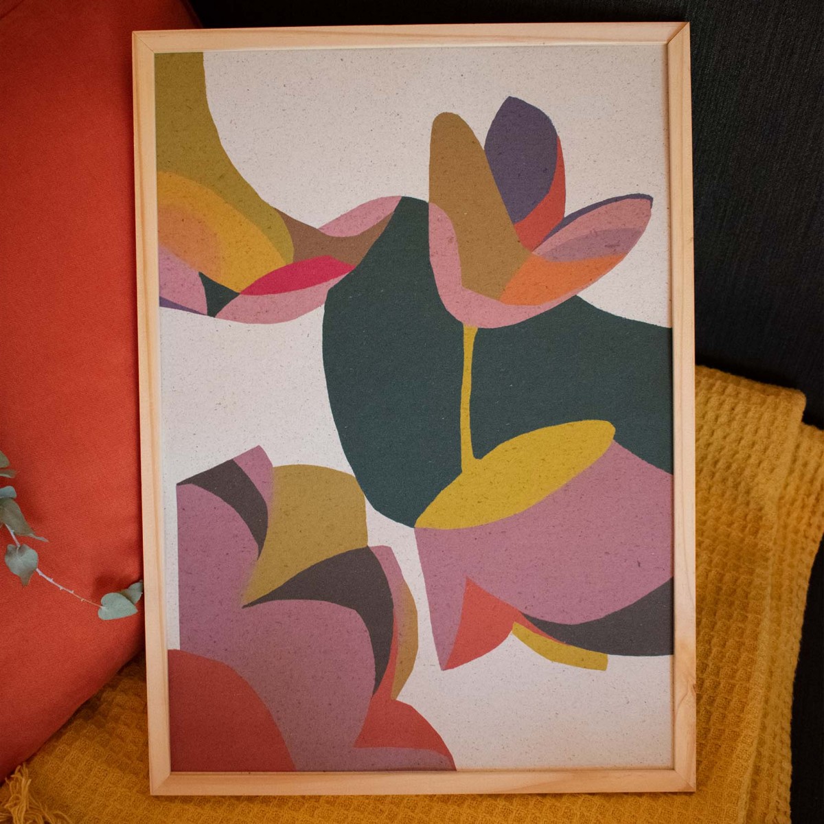 formwiese »Herbstblume« (nachhaltiges A3 Poster, Graspapier, abstrakt, Kunstdruck floral, Blumen, Herbstposter)
