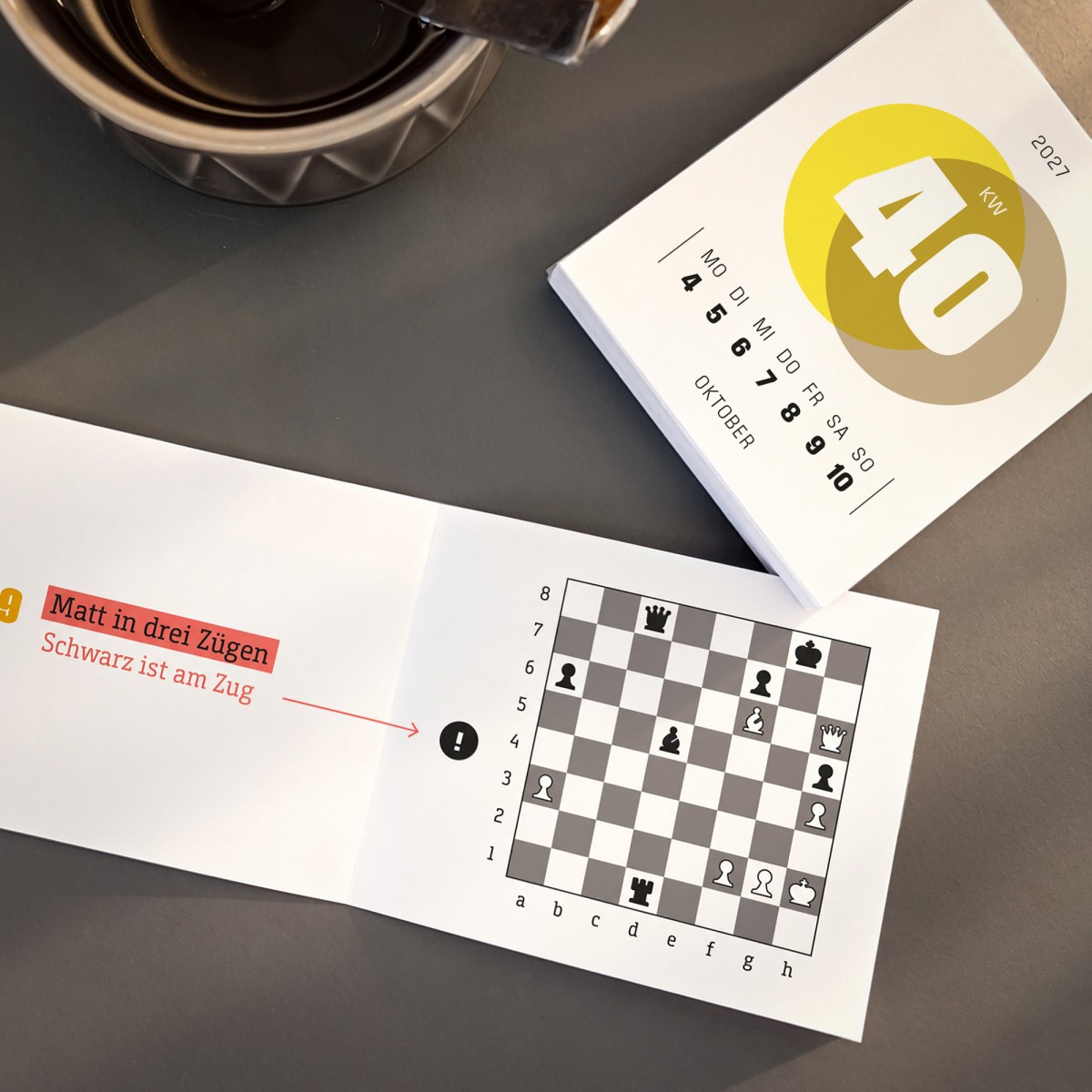 Wochenkalender 2027 Schach – 52 Mattaufgaben zum Knobeln // sperlingb.design
