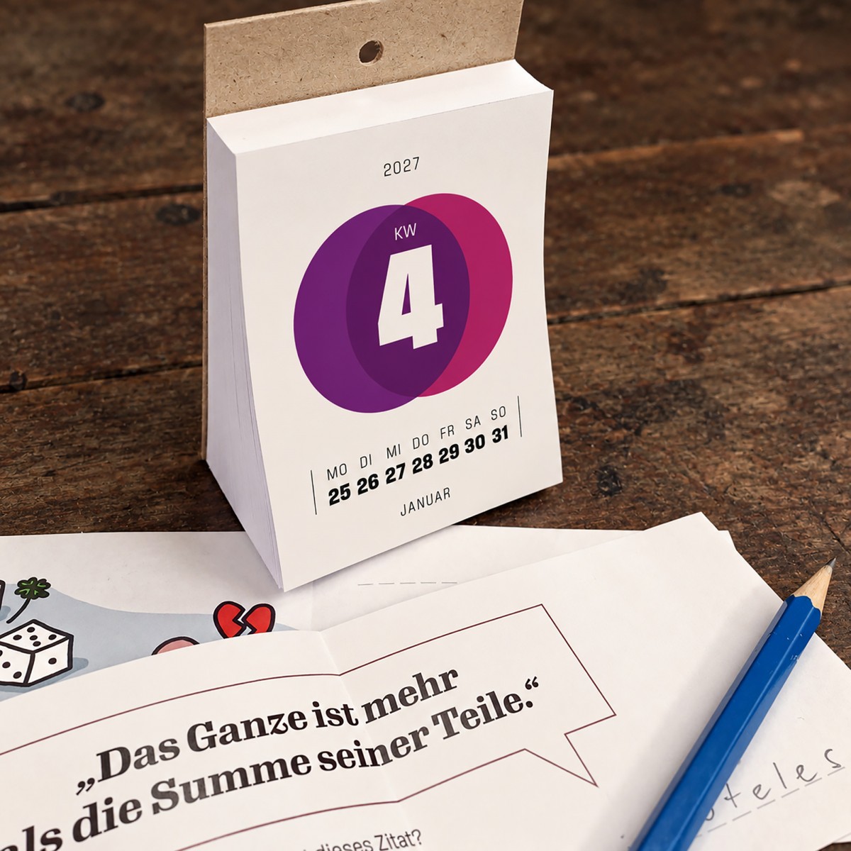 Rätsel-Wochenkalender 2027 – 52 Knobeleien zu Sprichwörtern, Büchern, Zitaten & Fremdwörtern // sperlingb.design