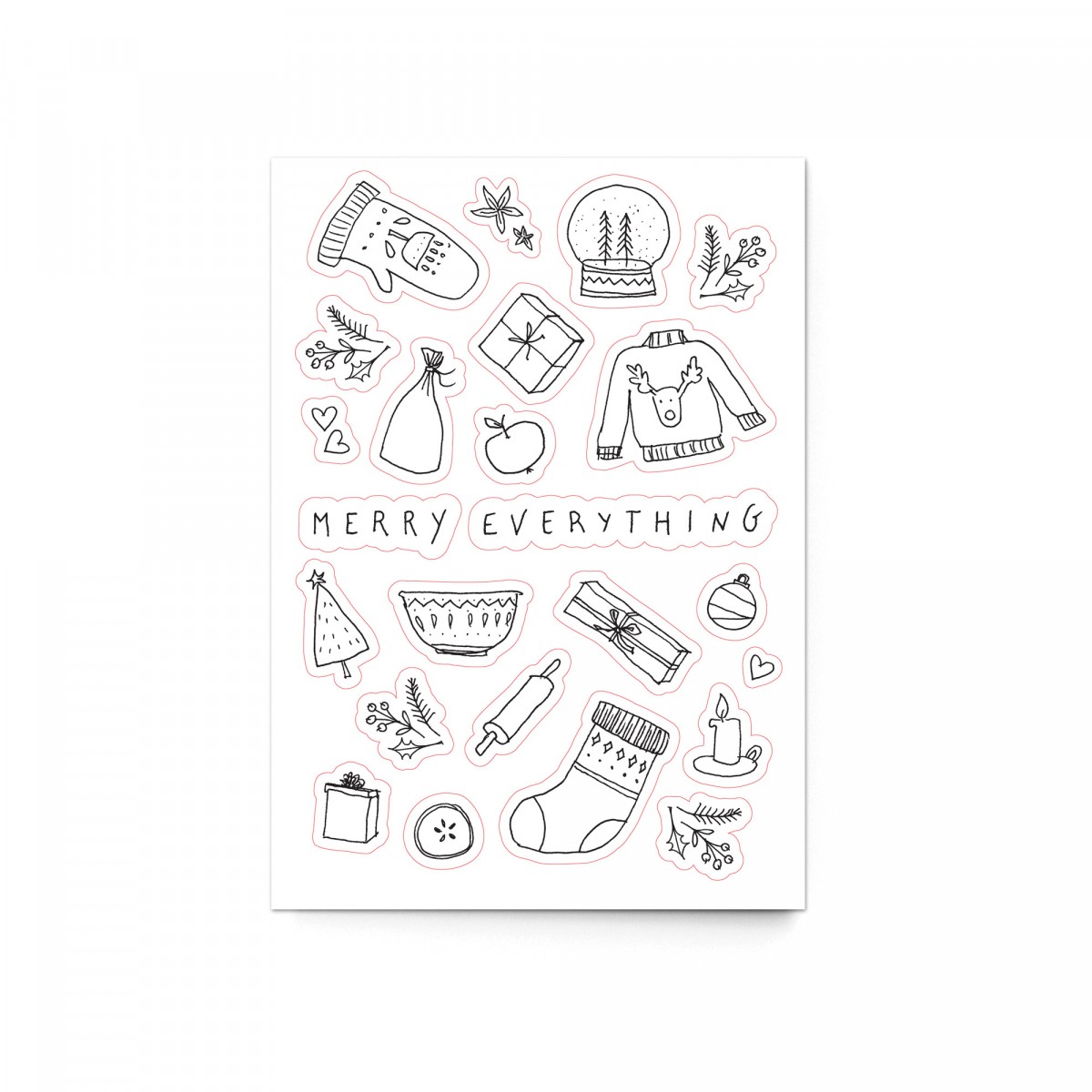 Stickerbogen A6 “Merry Everything” (mit Bonus-Postkarte)