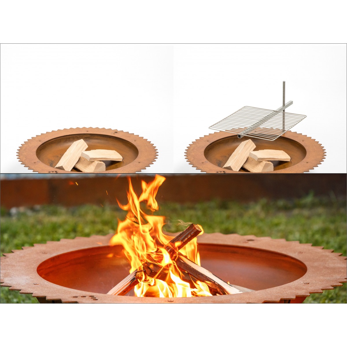 Keilbach Feuerschale sun, 80cm Durchmessser, 3mm dickem wetterfestem Stahl, kein Verzug, fertig montiert, einzigartige Rostoptik