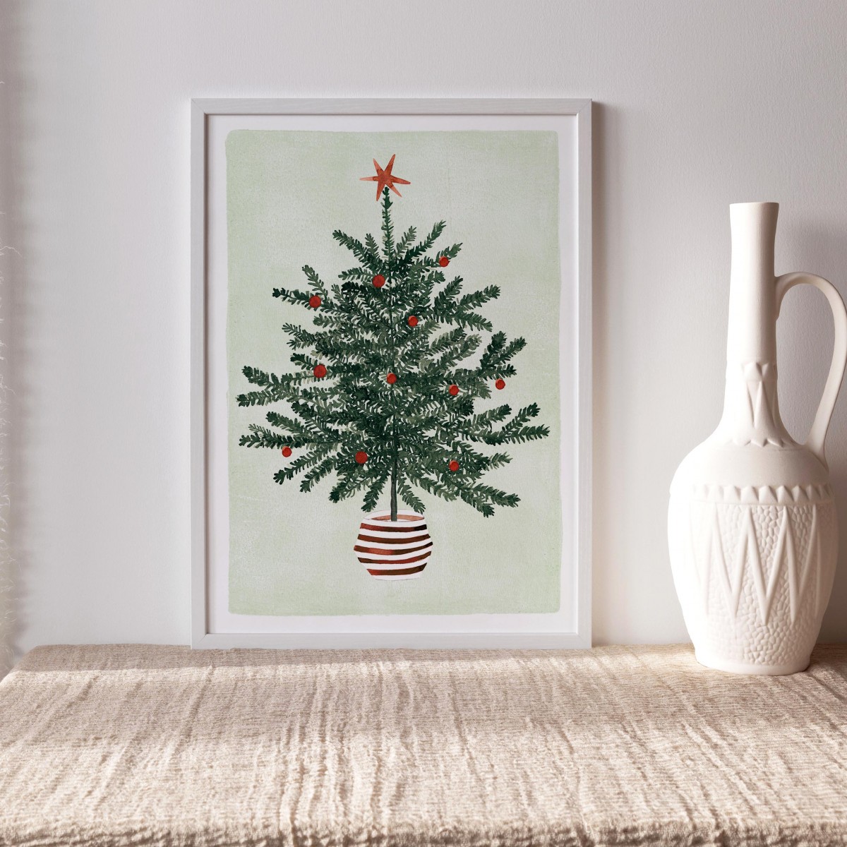 Paperlandscape | Aquarell Kunstdruck | Festlicher Weihnachtsbaum | Weihnachtsposter | verschiedene Größen
