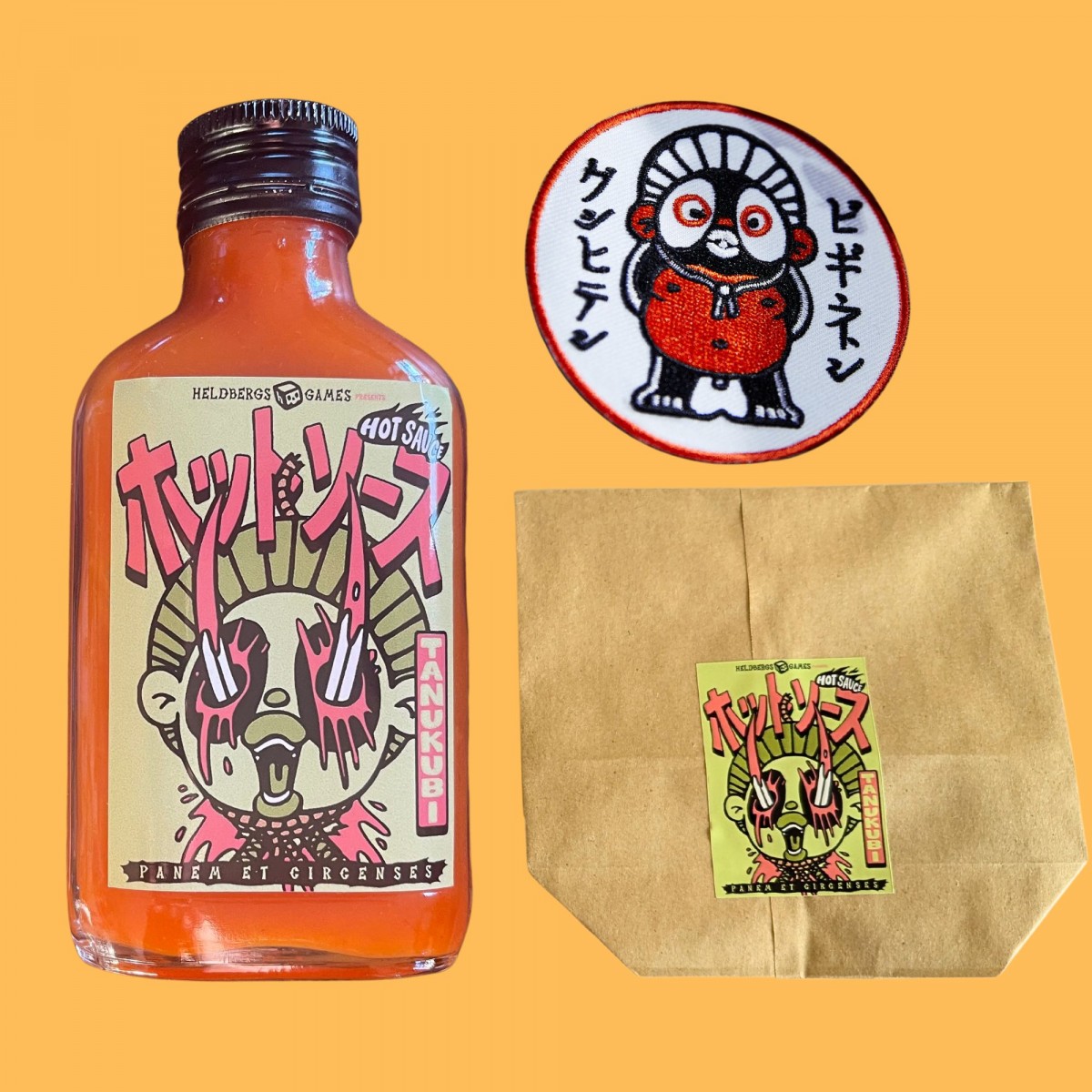 Hot Sauce "Tanukubi - Scharfe Chili Soße mit Ghost Pepper Chili - in Geschenkverpackung -  Heldbergs Games