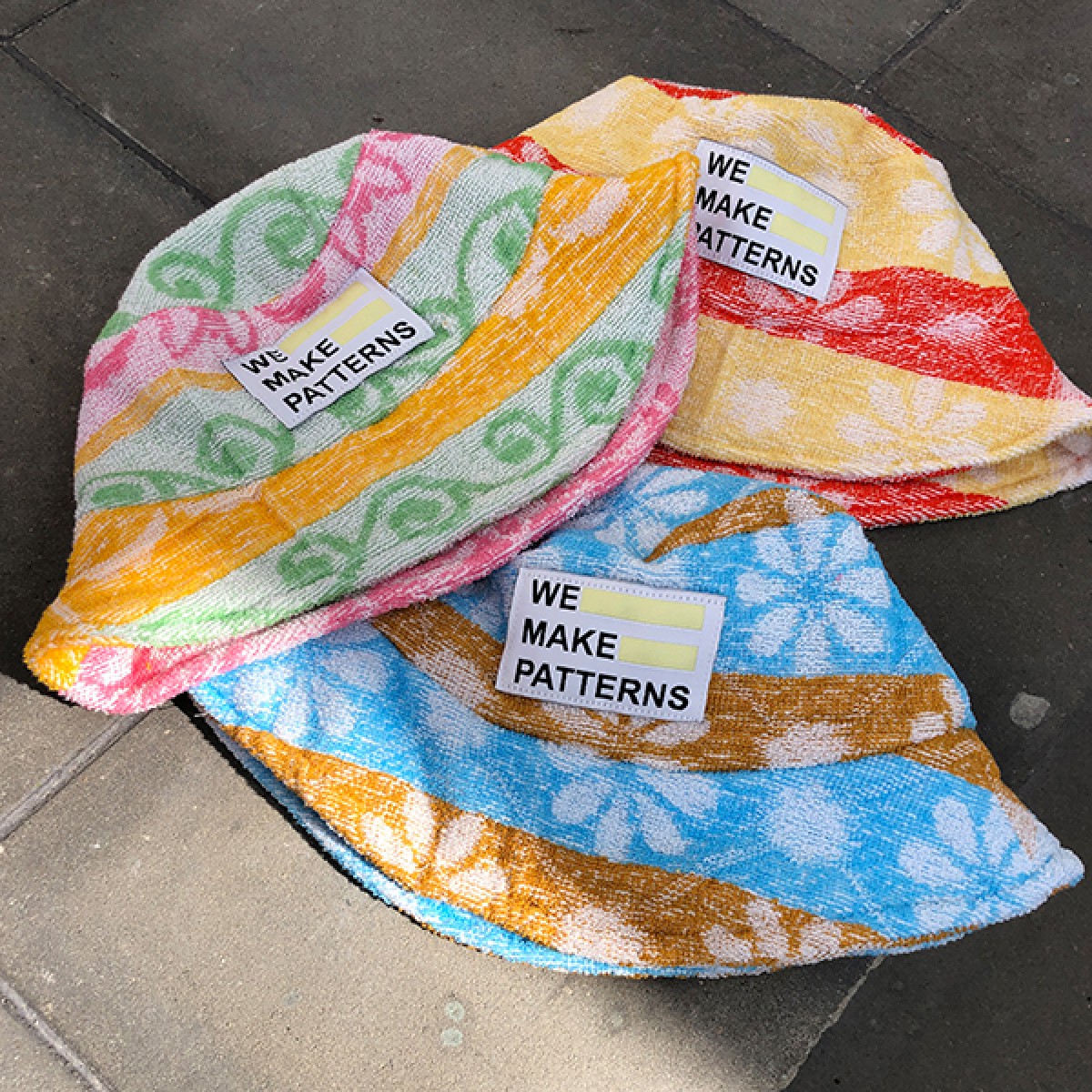 We Make Patterns - Towel Bucket Hat Blue/Ochre