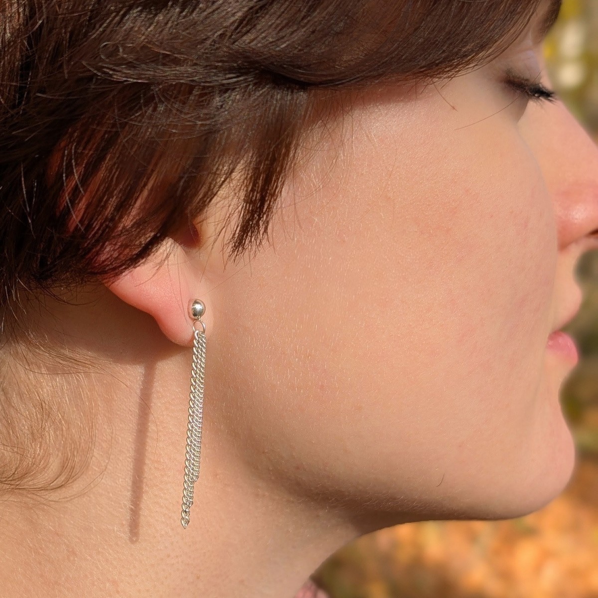 Elegante lange Silber Ohrhänger aus feinen Ketten - SchmuckvonVreni