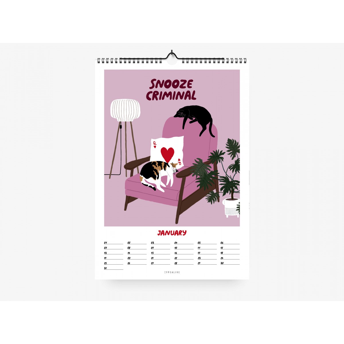 typealive / Wandkalender DIN A4 / Petisfaction "Cats" No. 2