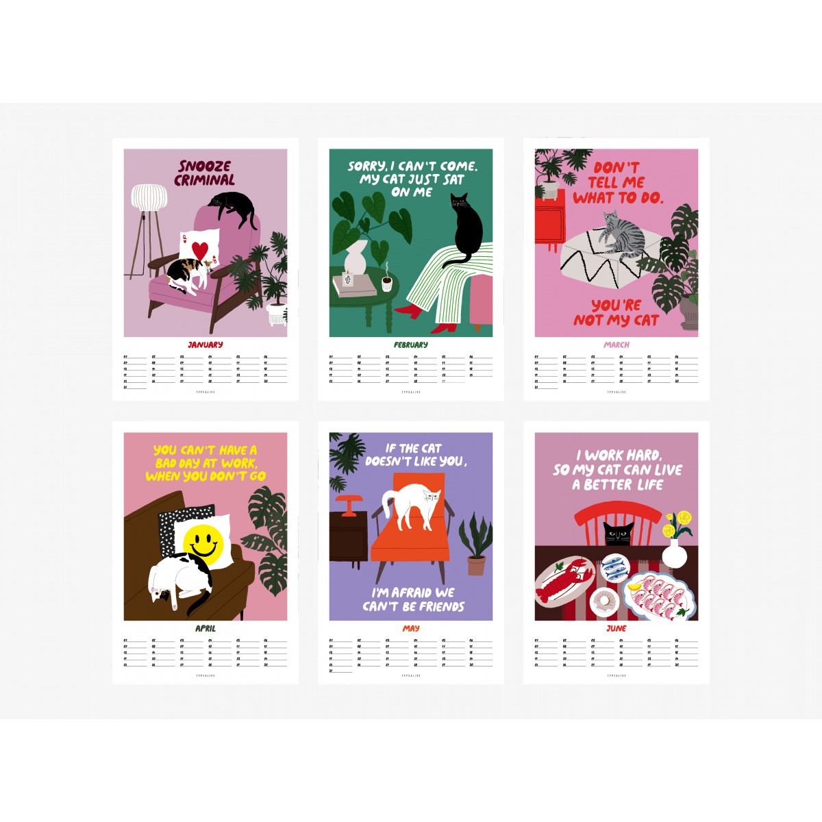 typealive / Wandkalender DIN A4 / Petisfaction "Cats" No. 2