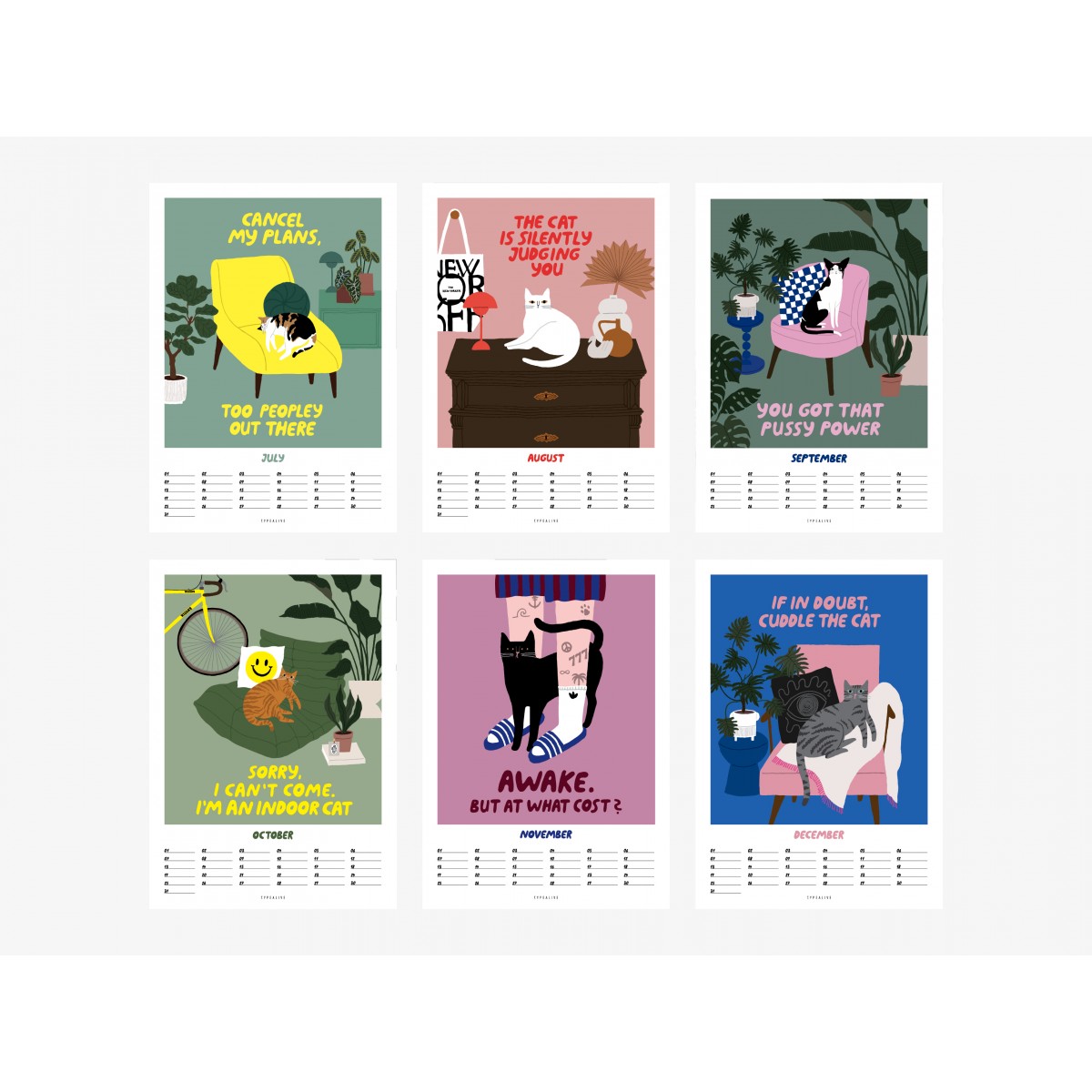 typealive / Wandkalender DIN A4 / Petisfaction "Cats" No. 2