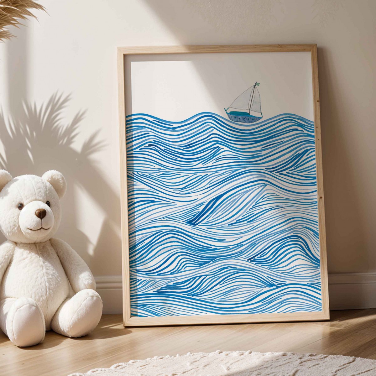 Paperlandscape | Kunstdruck "Wellen und Boot" | Maritimes Meeresposter | abstrakte Natur | verschiedene Größen