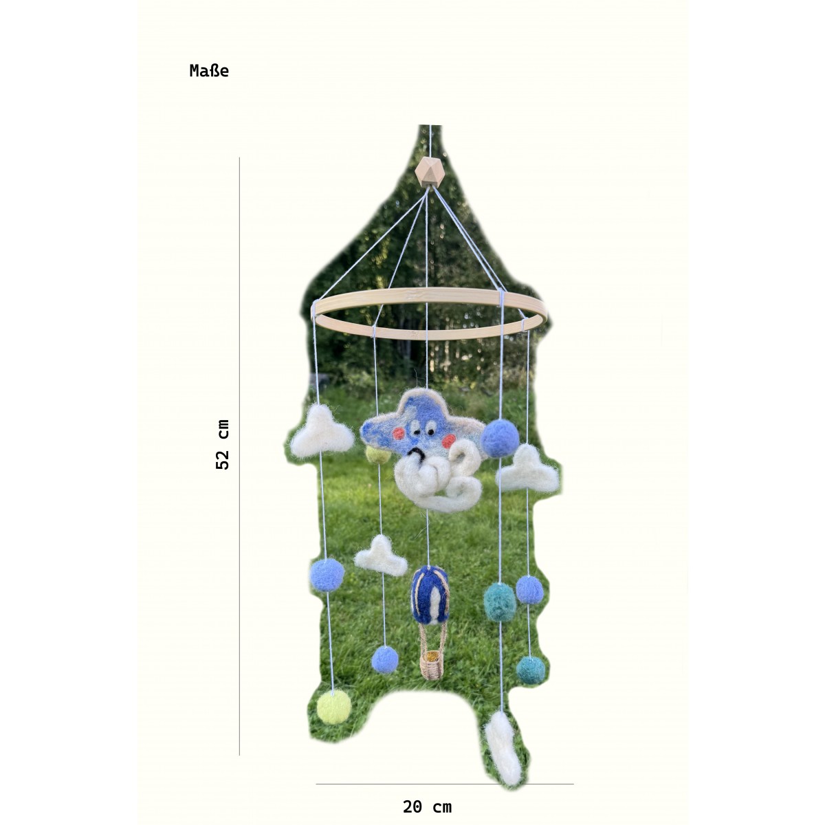 Wind – Baby Mobile aus Filz – Handgemachtes Filz Mobile fürs Babybett – Nachhaltige Kinderzimmer Deko – Geschenk zur Geburt