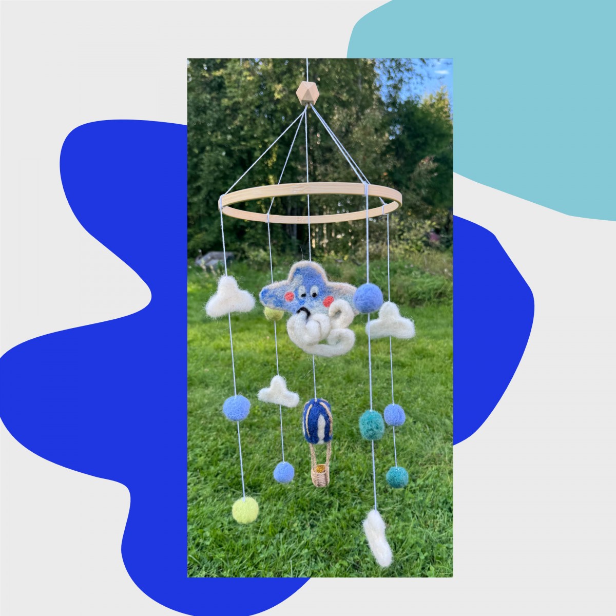 Wind – Baby Mobile aus Filz – Handgemachtes Filz Mobile fürs Babybett – Nachhaltige Kinderzimmer Deko – Geschenk zur Geburt