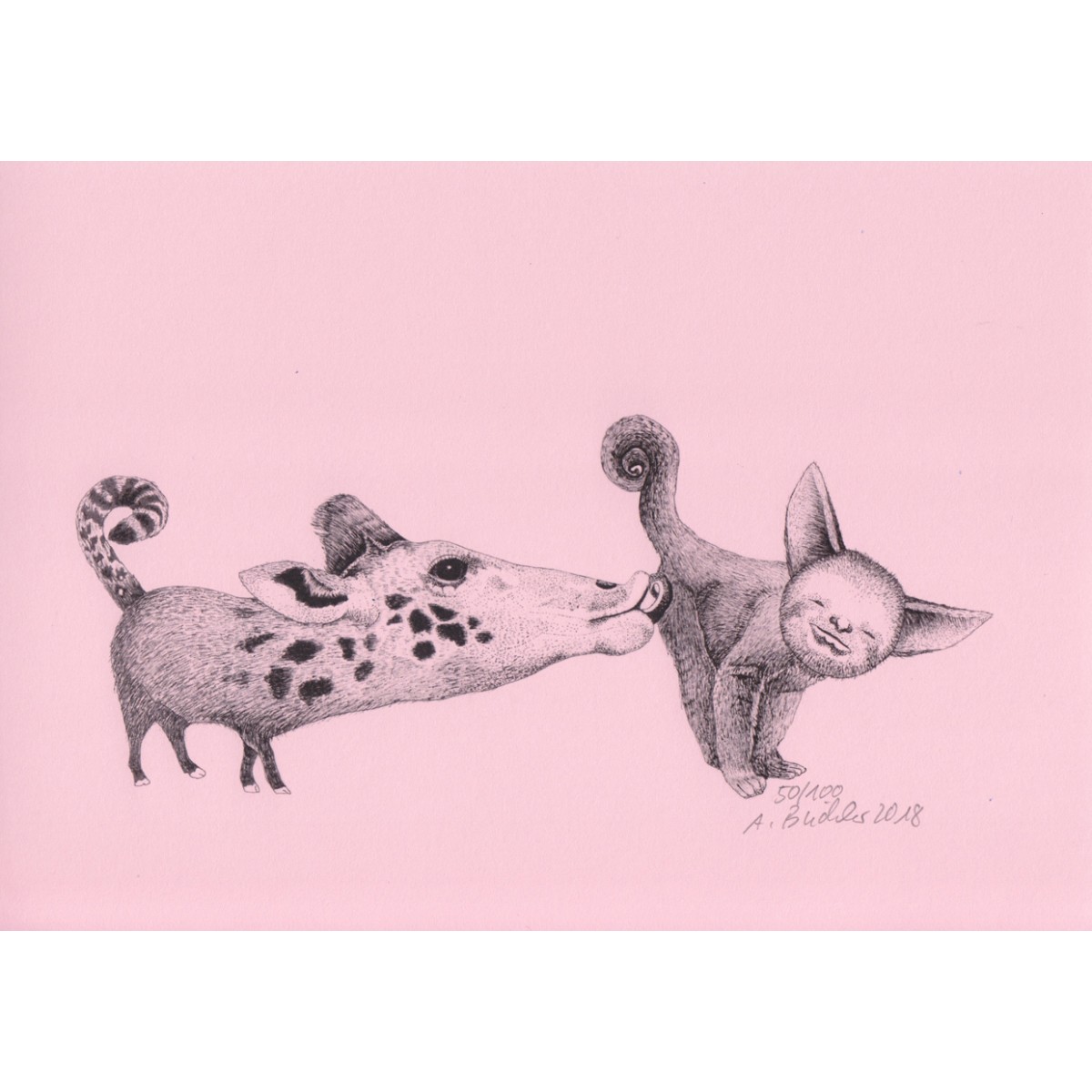 Anka Büchler, Das Liebesspiel der Wolpertinger, limitierte Digitaldruckserie, A5, Motiv 09