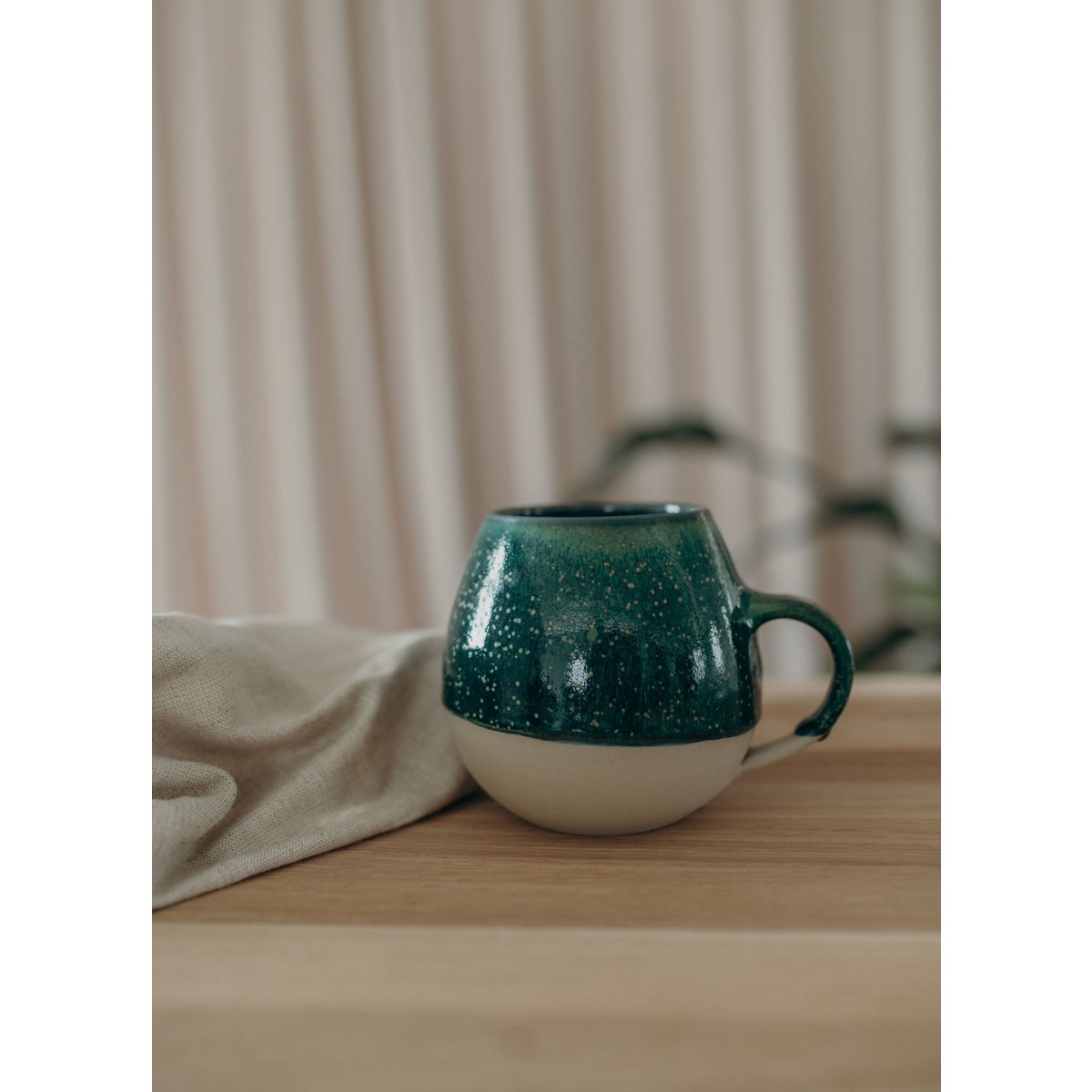 getöpferte Tasse - Jumbotasse "ISA" magic green | Töpferei am Wald