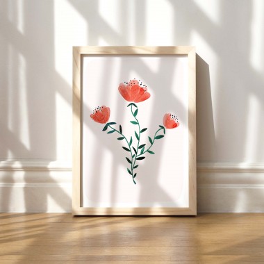 Paperlandscape | Kunstdruck | Wildblumen | Aquarell Pflanzen | verschiedene Größen | rot 