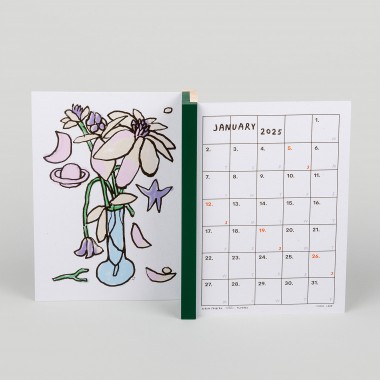 LOOP FLOWERS Postkartenkalender 2025 Kieferngrün / Ahornholz - Corteccia