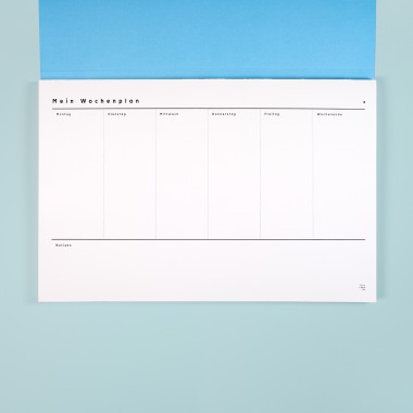 Wochenplaner mit Umschlag / Nr. 08 – gelb & hellblau / frau rippe