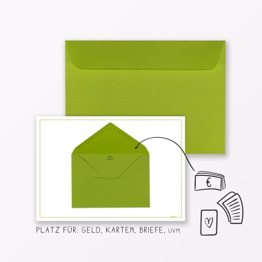 TYPOP Glückwunschkarte "Glücklichen Herzwunsch" in Grün inkl. Umschlag