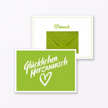 TYPOP Glückwunschkarte "Glücklichen Herzwunsch" in Grün inkl. Umschlag