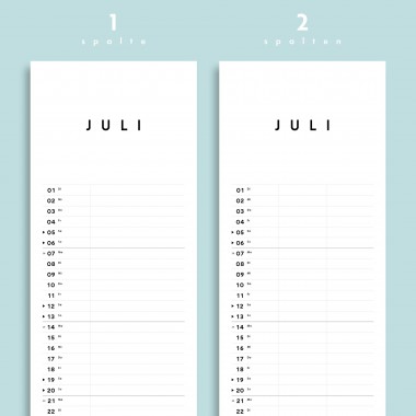 Jahresplaner Nr. 02 / 2 Spalten / ½ A3 / ab sofort / frau rippe