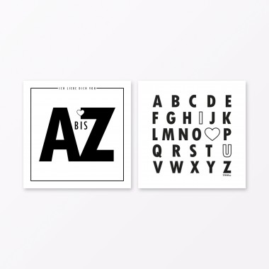 TYPOP 27-teiliges Set ABC-Karten "Ich liebe Dich von A-Z" quadratisch inkl. Verpackung