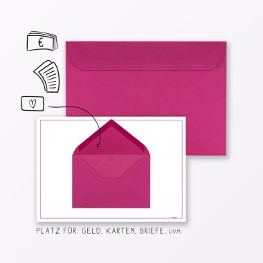 TYPOP Glückwunschkarte "Glücklichen Herzwunsch" in Pink inkl. Umschlag