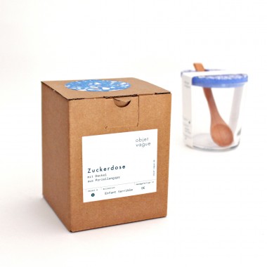 objet vague / Terrazzo Zuckerdose mit Holzlöffel / Blau