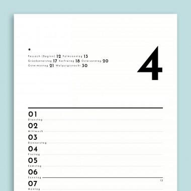 Jahresplaner Nr. 05 / 1 Spalte / ½ A3 / ab sofort / frau rippe