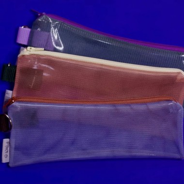 Federtasche Mesh – Blau & Terracotta - Pikto3000