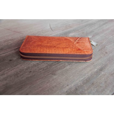 Portemonnaie aus recycelten Blättern / Nachhaltige vegane Brieftasche in orange - braun BY COPALA