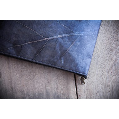 Laptop Hülle 15-16 Zoll aus echten Blättern, Vegane Laptoptasche Blattleder, Nachhaltiges Geschenk für MacBook, Handgemachtes Unikat - blau