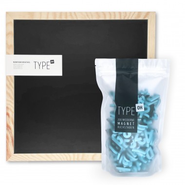 TYPE OH Set: Magnetische Kreidetafel & Moderne Magnetbuchstaben