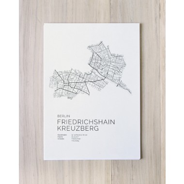 Karte BERLIN Friedrichshain Kreuzberg als Print im skandinavischen Stil von Skanemarie