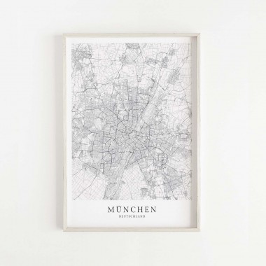 München Karte als hochwertiger Print - Posterdruck im skandinavischen Stil von Skanemarie