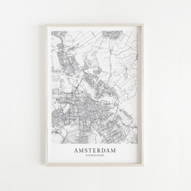 Amsterdam Karte als hochwertiger Print - Posterdruck im skandinavischen Stil Skanemarie