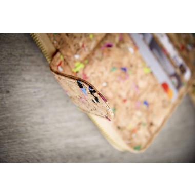 Portemonnaie / Brieftasche aus Kork mit Farb-Akzenten