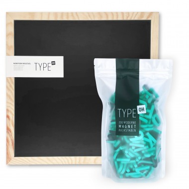TYPE OH Set: Magnetische Kreidetafel & Moderne Magnetbuchstaben