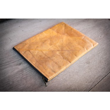 Nachhaltige vegane 15–16 Zoll Laptoptasche aus Blättern, MacBook Hülle – Vegan Leder mit Zipper in gelb