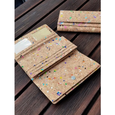 Handgefertigte dreifache Geldbörse, Premium Portemonnaie aus Kork, Geldbeutel Damen/ Herren, Brieftasche mit Kartenfächern