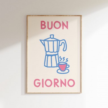 vonSUSI Fine Art Poster "Buon Giorno - Espresso" in pastell A4-A1