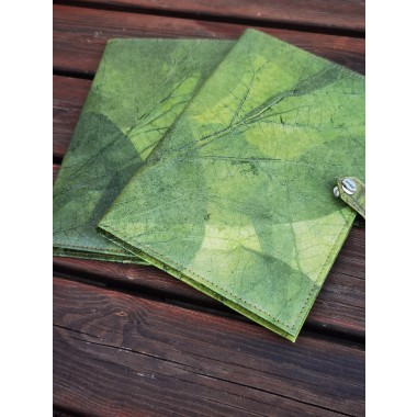 1 x Notizbuch A5 unliniert, Nachhaltiges Journal aus echten Blättern, Tagebuch Blanko, Eco Friendly Sketchbook in grün, Geschenk für Sie & Ihn