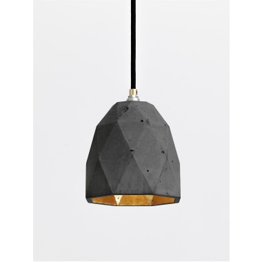 GANTlights - Beton Hängelampe [T1] dark Lampe Gold trianguliert
