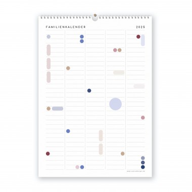 Familienkalender 2025, DIN A3 mit 5 Spalten, Kalender mit Aufklebern - SANS.