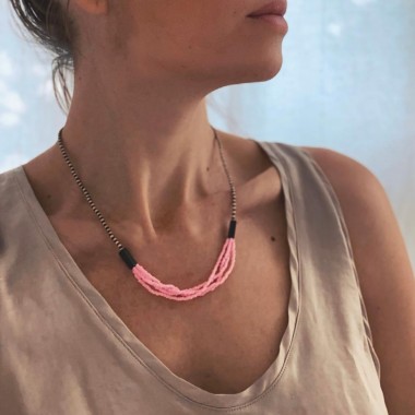 IDA PING JEWELRY // PINKY ZEBRA Halskette aus Miyuki Glasperlen