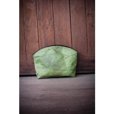 Kosmetiktasche aus Blattleder | Kulturbeutel Damen | nachhaltige Kulturtasche Herren | Schminktasche | ausgefallenes Hochzeitsgeschenk in grün