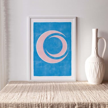 Paperlandscape | Kunstdruck "Mond abstrakt rosa blau" | minimalistisch | verschiedene Größen