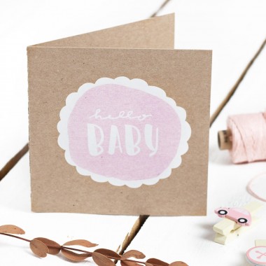 Kleine Papeterie // Hello Baby // Klappkarte rosa mit Umschlag